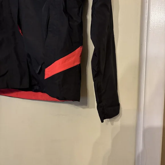 EUC WOMEN’S THE NORTH FACE HYVENT JACKET WATERPROOF HOODED BLACK SALMON - Picture 4 of 9